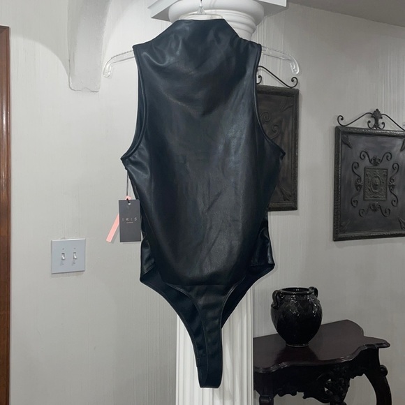 NWT Black Faux Leather Iris Bodysuit - Picture 2 of 12